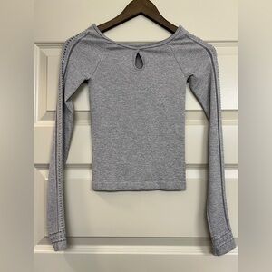 Hollister Gray Women's Ribbed Long Sleeve Top Cut Out Holes